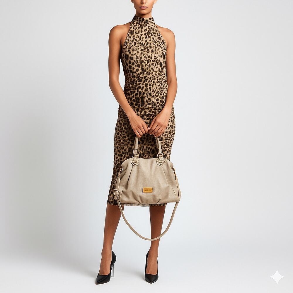 Marc by Marc Jacobs taupe pebbled leather satchel gold hardware crossbody  bag - Picture 16 of 16